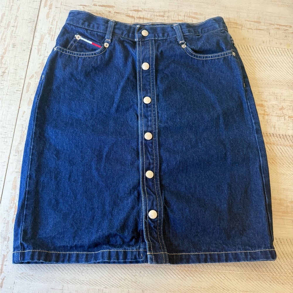 Y2K Tommy Jeans Button Front Denim Skirt Size 3 Juniors Mini